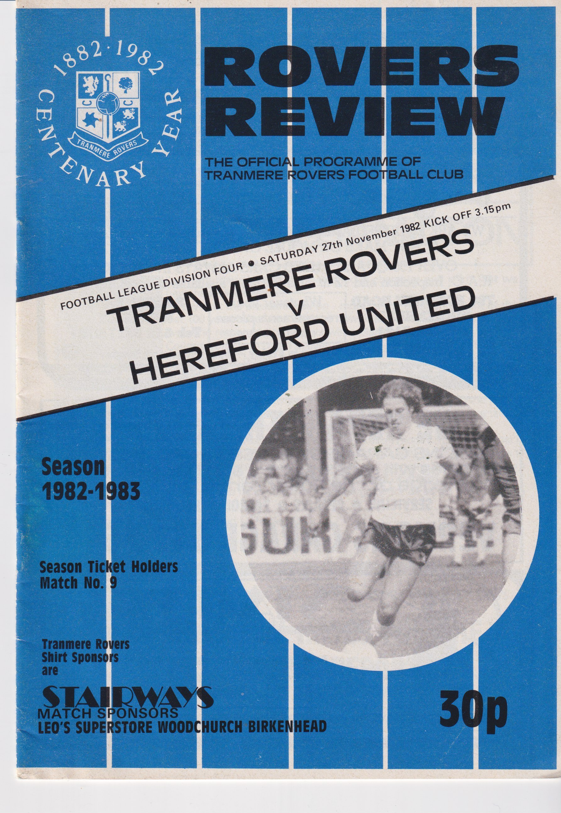 Tranmere Rovers v Hereford United match programme